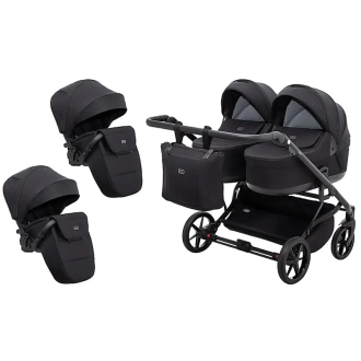 Коляска для двойни 2 в 1 Adamex Leo Duo Tip Black ТК-53 Черный - Фото 1