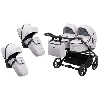 Коляска для двойни 2 в 1 Adamex Leo Duo Tip ТК-1 Light Grey/Серый - Фото 1