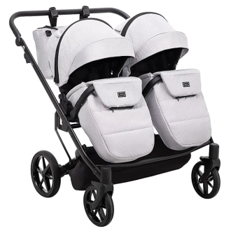 Коляска для двойни 2 в 1 Adamex Leo Duo Tip ТК-1 Light Grey/Серый - Фото 6