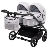 Коляска для двойни 2 в 1 Adamex Leo Duo Tip ТК-1 Light Grey/Серый