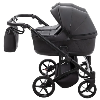 Коляска для двойни 2в1, Екокожа – Adamex Leo Duo Tip Black (SA-2) - Фото 2