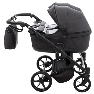 Коляска для двойни 2в1, Екокожа – Adamex Leo Duo Tip Black (SA-2) - Фото 3