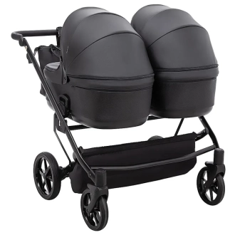 Коляска для двойни 2в1, Екокожа – Adamex Leo Duo Tip Black (SA-2) - Фото 4