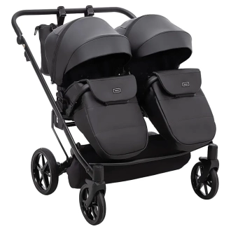 Коляска для двойни 2в1, Екокожа – Adamex Leo Duo Tip Black (SA-2) - Фото 6