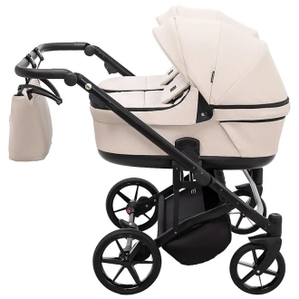 Коляска для двойни 2 в 1 Adamex Leo Duo Tip Latte SA-7, екокожа Бежевый - Фото 2
