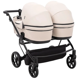 Коляска для двойни 2 в 1 Adamex Leo Duo Tip Latte SA-7, екокожа Бежевый - Фото 4