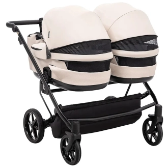 Коляска для двойни 2 в 1 Adamex Leo Duo Tip Latte SA-7, екокожа Бежевый - Фото 5