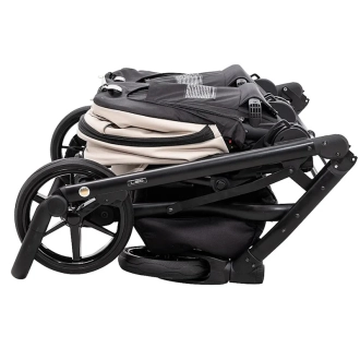 Коляска для двойни 2 в 1 Adamex Leo Duo Tip Latte SA-7, екокожа Бежевый - Фото 9