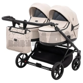 Коляска для двойни 2 в 1 Adamex Leo Duo Tip Latte SA-7, екокожа Бежевый