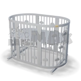 Круглая/Овальная кроватка-трансформер 9 в 1, Ольха - Smart Bed Round с облачками (Серый)