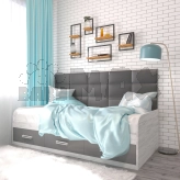 Кровать подростковая Mebelkon Элли 1 с ящиками 190×90 см Аляска/графит