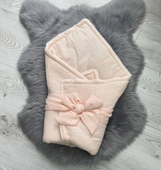 Конверт для новорожденных на выписку Mexs Тедди 80×80 см, муслин Синий - Фото 4