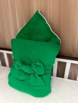 Конверт для новорожденных на выписку Mexs 80×80 см, муслин Голубой - Фото 1