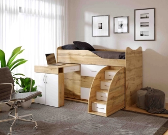 Кровать подростковая Viorina DEKO Bed Room №5 чердак со столом Белый/тахо - Фото 1