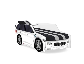 Кровать подростковая машина Viorina DEKO PREMIUM BMW с матрасом Белый - Фото 1