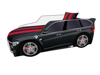 Кровать подростковая машина Viorina DEKO PREMIUM BMW с матрасом Черный - Фото 1