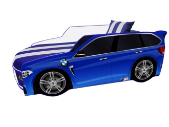 Кровать подростковая машина Viorina DEKO PREMIUM BMW с матрасом Синий - Фото 1