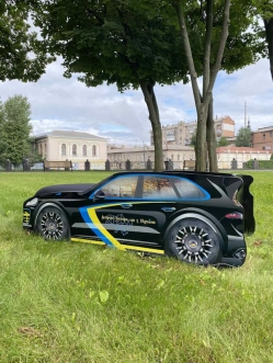 Кровать подростковая машина Mebelkon Порш Патриот с матрасом, подголовником 170×80 см Черный - Фото 1