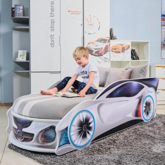 Кровать подростковая машина Mebelkon МЕРСЕДЕС Dream с матрасом, подголовником 170×80 см Белый - Фото 1