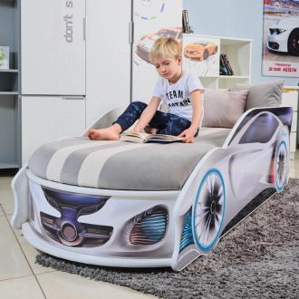 Кровать подростковая машина Mebelkon МЕРСЕДЕС Dream с матрасом, подголовником 170×80 см Белый - Фото 2