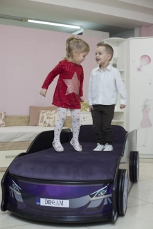 Кровать подростковая машина Mebelkon Аполо Интенза с матрасом, подголовником 170×80 см Фиолетовый - Фото 1