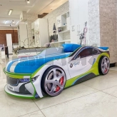 Кровать подростковая машина Mebelkon Space с матрасом, подголовником 150×70 см Белый