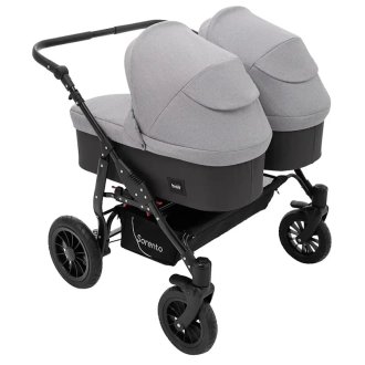 Коляска для двойни 2 в 1 - Bair Sorento DUO 02 (Серый) - Фото 1