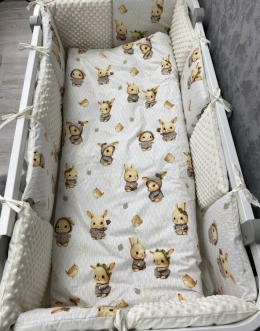 Комплект постельный Ведмедик Зайчик 6 предметов, плюш Молочный - Фото 1