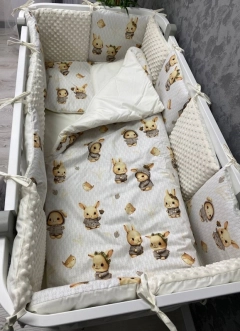 Комплект постельный Ведмедик Зайчик 6 предметов, плюш Молочный - Фото 5