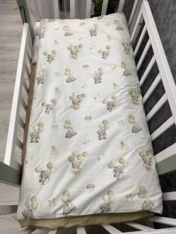 Комплект постельный Ведмедик Воздушные шарики с медвежонком 6 предметов, косичка пике Бежевый - Фото 5