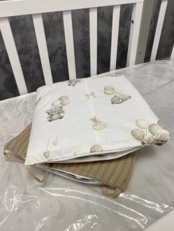 Комплект постельный Ведмедик Воздушные шарики с медвежонком 6 предметов, косичка пике Бежевый - Фото 6