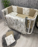 Комплект постельный Ведмедик Воздушные шарики с медвежонком 6 предметов, косичка пике Бежевый