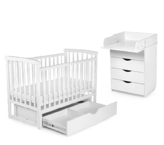 Комплект мебели DeSon Кроватка Mriya и Комод-60 Белый - Фото 1