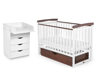 Комплект мебели DeSon Кроватка Mriya и Комод-60 Белый/орех - Фото 1