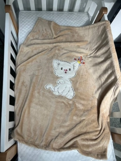 Плед с аппликацией 85х100 см, Флис - Ярослав Котик (Бежевый) - Фото 1