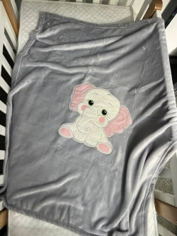 Плед с аппликацией 85х100 см, Флис - Ярослав Слоник (Серый) - Фото 1