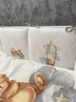 Комплект постельный Ведмедик Милый медвежонок 6 предметов, стеганый Серый - Фото 4