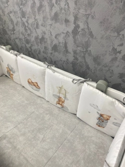 Комплект постельный Ведмедик Милый медвежонок 6 предметов, стеганый Серый - Фото 6