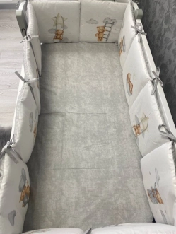 Комплект постельный Ведмедик Милый медвежонок 6 предметов, стеганый Серый - Фото 7