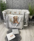 Комплект постельный Ведмедик Милый медвежонок 6 предметов, стеганый Серый