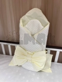 Конверт для новорожденных на выписку Ведмедик 80×80 см, косичка пике Бело-лимонный