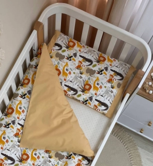 Комплект сменного белья MSonya (Маленькая Соня) Baby Mix Африканские зверушки 110×90 см Горчичный - Фото 1