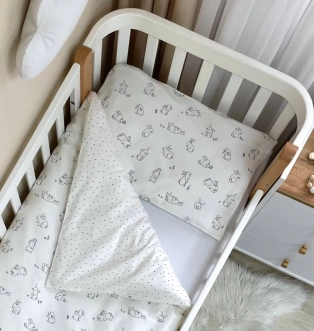 Комплект сменного белья MSonya (Маленькая Соня) Baby Mix Зайчики черные 110×90 см Белый - Фото 1