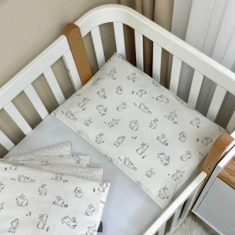 Комплект сменного белья MSonya (Маленькая Соня) Baby Mix Зайчики черные 110×90 см Белый - Фото 2