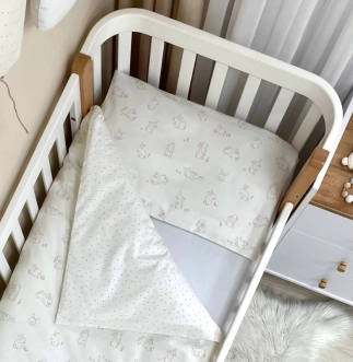 Комплект сменного белья MSonya (Маленькая Соня) Baby Mix Зайчики бежевые 110×90 см Белый - Фото 1