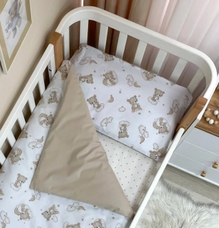 Комплект сменного белья MSonya (Маленькая Соня) Baby Mix Мишка на радуге 110×90 см Бежевый - Фото 1