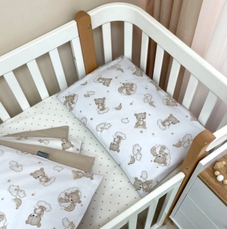 Комплект сменного белья MSonya (Маленькая Соня) Baby Mix Мишка на радуге 110×90 см Бежевый - Фото 2