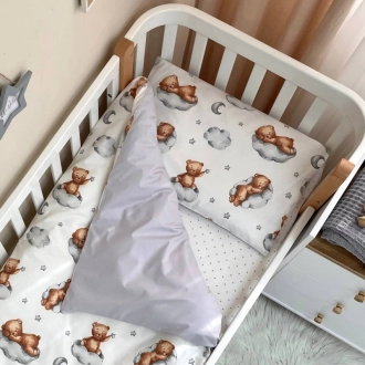 Комплект сменного белья MSonya (Маленькая Соня) Baby Mix Тедди 110×90 см Серый - Фото 1