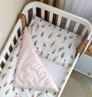 Комплект сменного белья MSonya (Маленькая Соня) Baby Mix Перо 110×90 см Пудровый - Фото 1