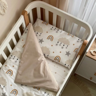 Комплект сменного белья MSonya (Маленькая Соня) Baby Mix Облачко со звездочками 110×90 см Бежевый - Фото 1